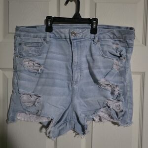 American Eagle Outfitters Light Blue Ripped Jean Shorts